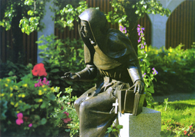 The statue of Blessed Theresa of Jesus Gerhardinger stands in the garden of the convent at the Dr. Johanna Decker School of the School Sisters of Notre Dame that Mother Theresa founded in Amberg, Bavaria in 1839.