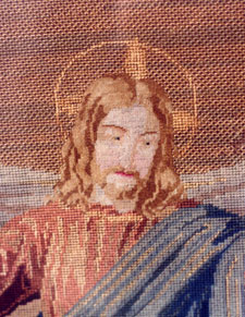 Picture of portion of Mother Caroline's tapestry that hangs at Notre Dame of Elm Grove, Elm Grove, Wisconsin.