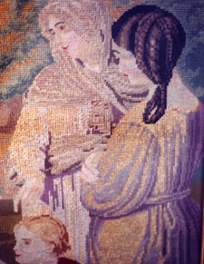 Picture of portion of Mother Caroline's tapestry that hangs at Notre Dame of Elm Grove, Elm Grove, Wisconsin.