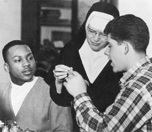 Sister Dolores Rauch with students.