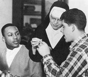 Sister Dolores Rauch with students.