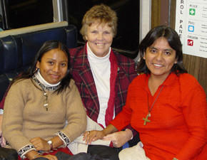 Yvonne Nosal, SSND (center) and Marleny Bardales, SSND (right) teach in Peru. Their student, Vanessa Juarez Arevalo (left), was a