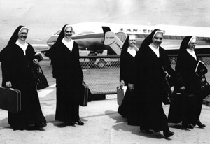 Sisters leaving for Chile are left to right: Sisters Mary Emmanuel Teehan, Mary Theodora VanBemmel (Provincial Councilors accompanying missionariies), Mary Simplicia (Mary Ann O'Connor), Maria Jose Tresch, M. Alejandro Ortiz (Maria Eugenia).